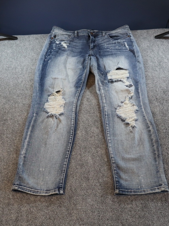Judy Blue Denim - Judy Blue Boyfriend Fit Distressed Jeans Womens 30 Faded Wash Destroyed Denim
